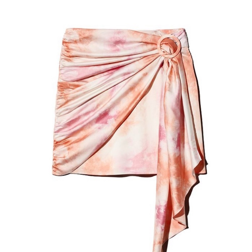 WAYF Elegant Peach Tie-Dye Skirt